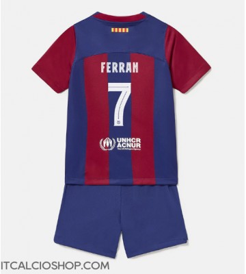 Barcelona Ferran Torres #7 Prima Maglia Bambino 2023-24 Manica Corta (+ Pantaloni corti)